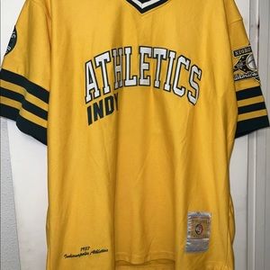 Indianapolis Athletics “A’s” AL Baseball Jersey Stitched Headgear Size Large